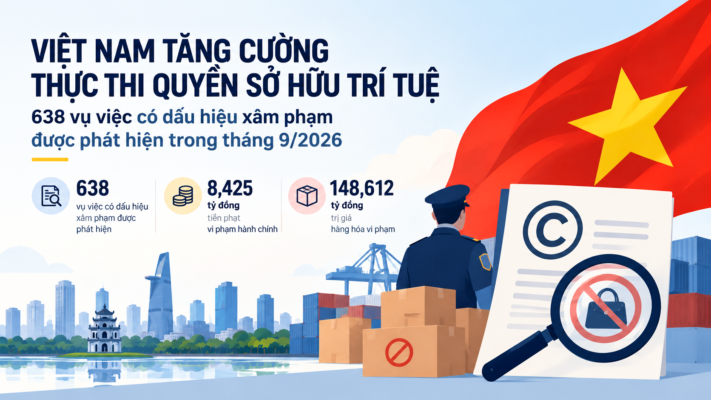 Thực thi quyền SHTT tháng 9/2026: 638 vụ bị phát hiện, khởi tố hình sự tăng 821%